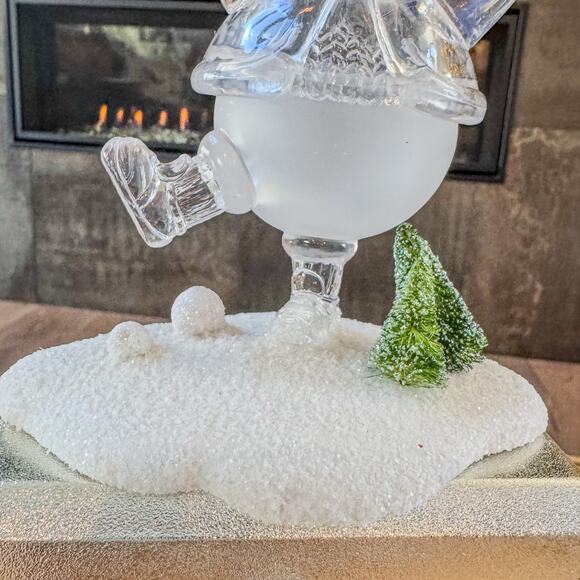 Festive Glass Like Acrylic Christmas Snowman Stocking Hanger Winter Scene Base - Picture 7 of 12